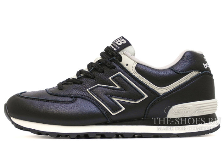 Кроссовки New Balance ML574LUC Black Leather  черные, кожаные