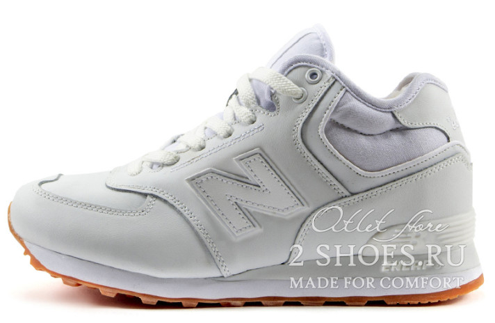 Кроссовки New Balance 574 Mid Winter Leather White  белые, кожаные